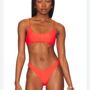 NWT Revolve Superdown x Mia ribbed bikini top Scoop Neck Red Orange S
